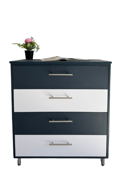 Blue and white chest of drawers